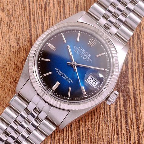 rolex 1601 blue dial oyster perpetual datejust automatic men's watch